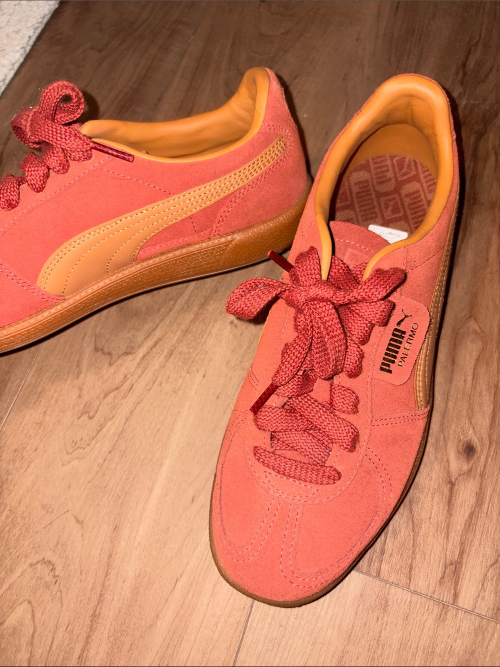 Puma Palermo Women’s Suede Sneakers in orange with Yellow Accents - Picture 3 of 3
